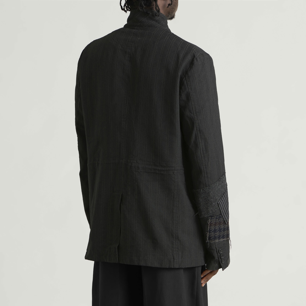 Junya Watanabe MAN Men's Patchwork Mixed Fabric Blazer in Grey White Mix