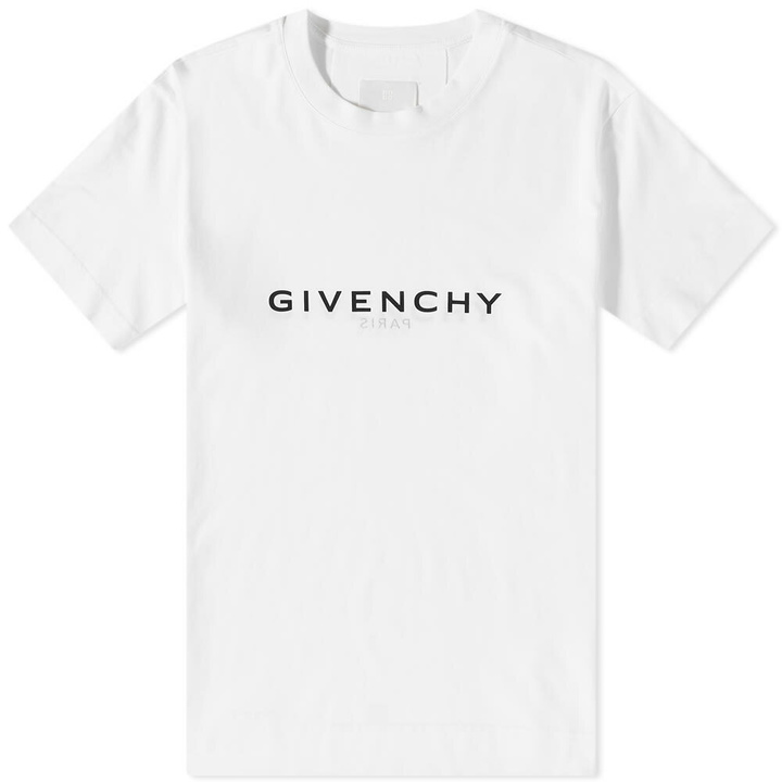 Photo: Givenchy Men's Paris Reverse Logo T-Shirt in White
