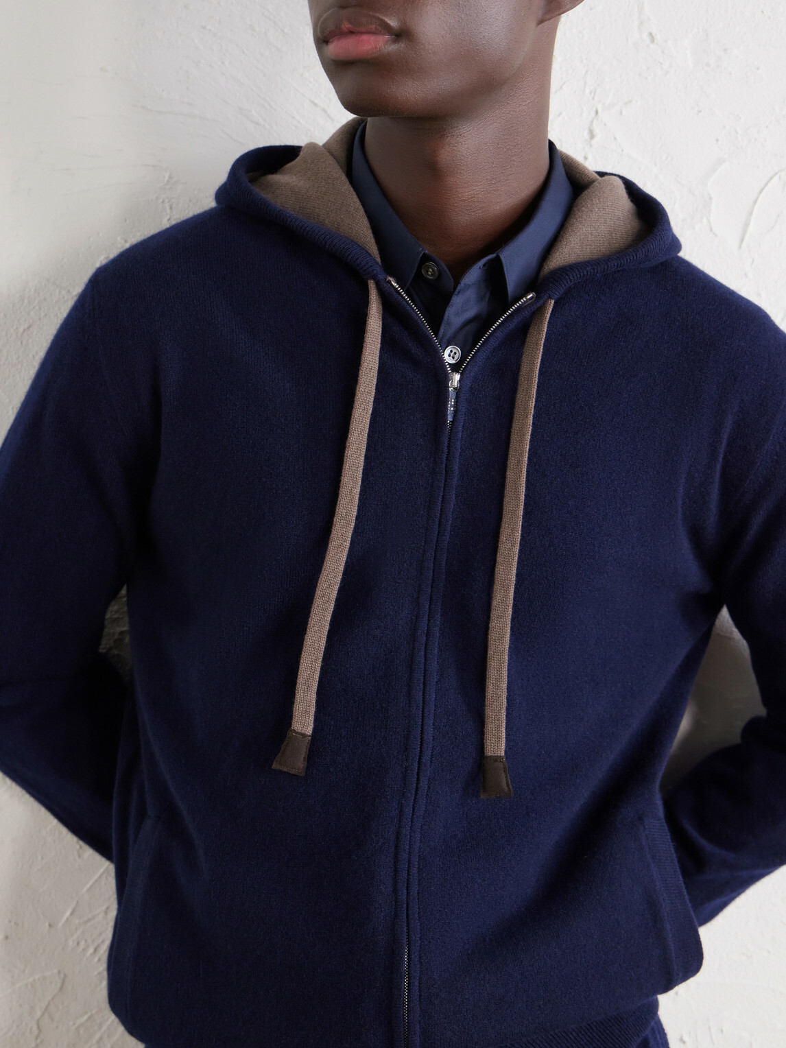 FEDELI - Davis Cashmere Zip-Up Hoodie - Blue