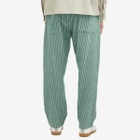 Craig Green Men's Hand-Frayed Stripe Trousers in Green/Cream