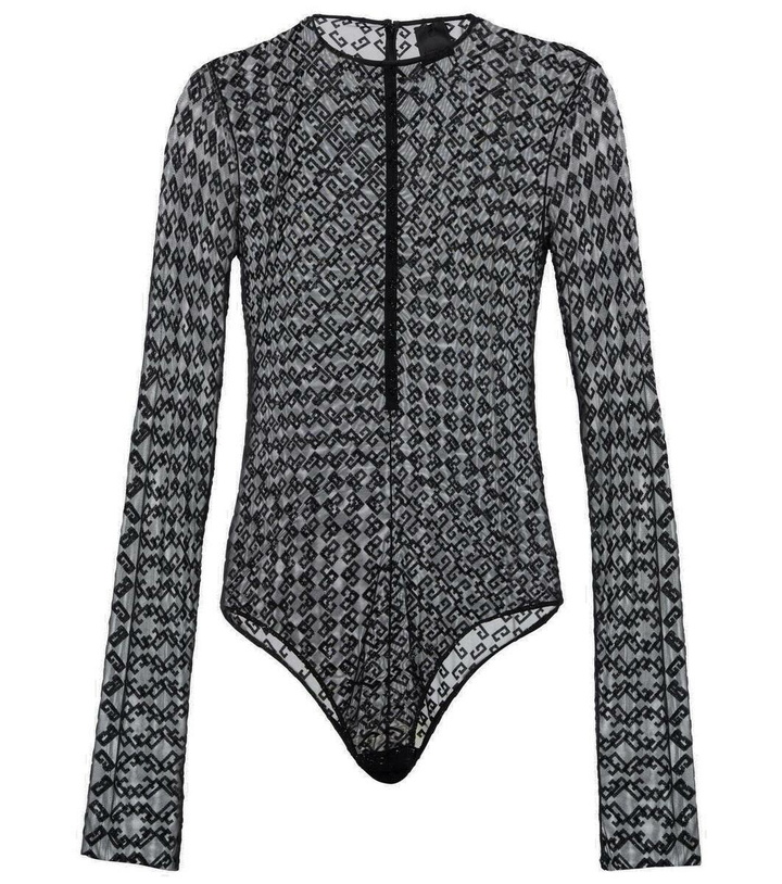 Photo: Givenchy Monogram 72 Glitter sheer mesh bodysuit