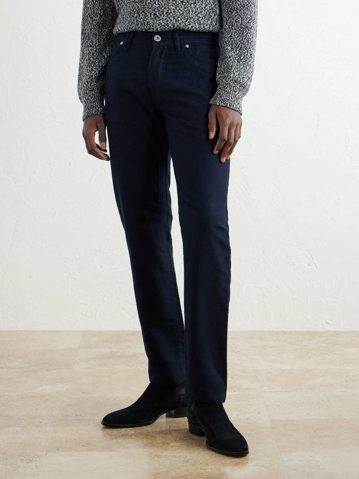 Brioni - Straight-Leg Cotton-Moleskin Trousers - Blue