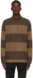 mastermind WORLD Brown Pile Stripe Hi Neck Sweater
