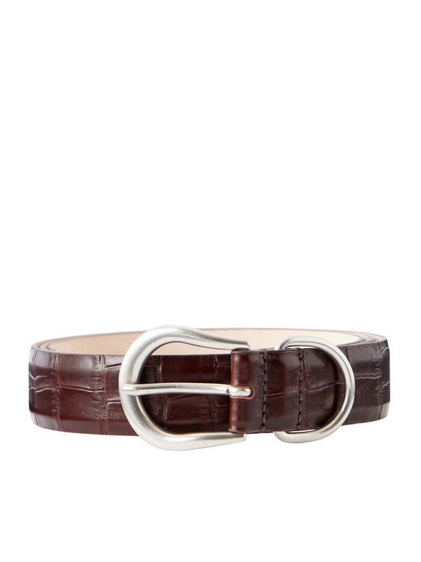 Photo: Déhanche - Hollyhock 3cm Croc-Effect Leather Belt - Brown
