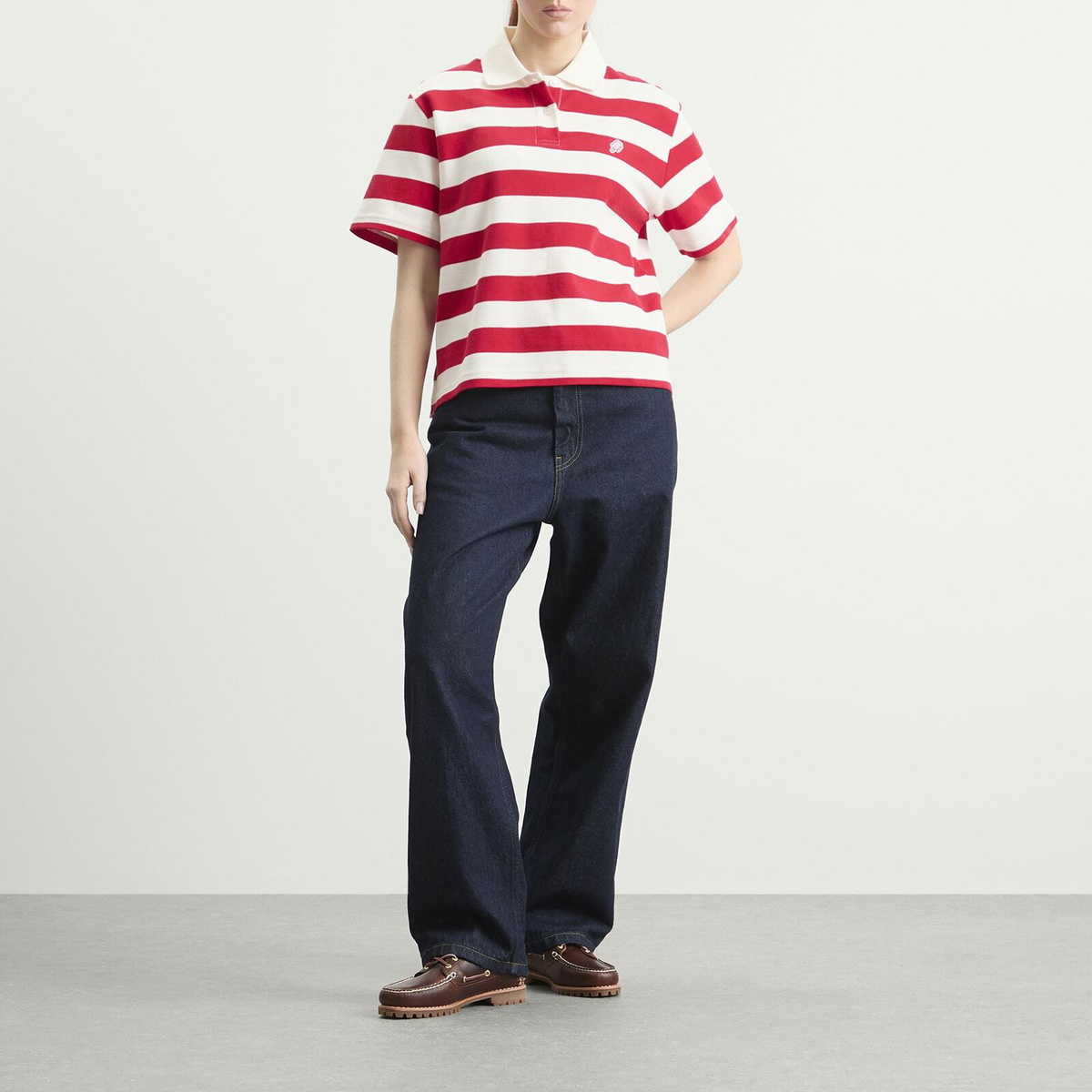 ICECREAM Women's Popsicle Striped Polo Shirt in Red/White