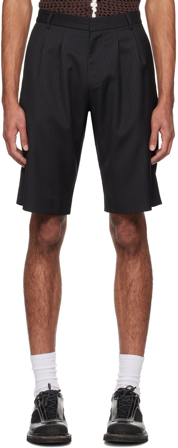 WYNN HAMLYN Black Double Pleat Shorts