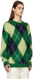 Kenzo Green Wool Argyle Sweater