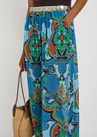 Etro Patterned Balloon-leg Georgette Trousers Blue