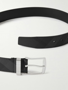 Burberry - 3.5cm Checked Cross-Grain Faux Leather Belt - Black