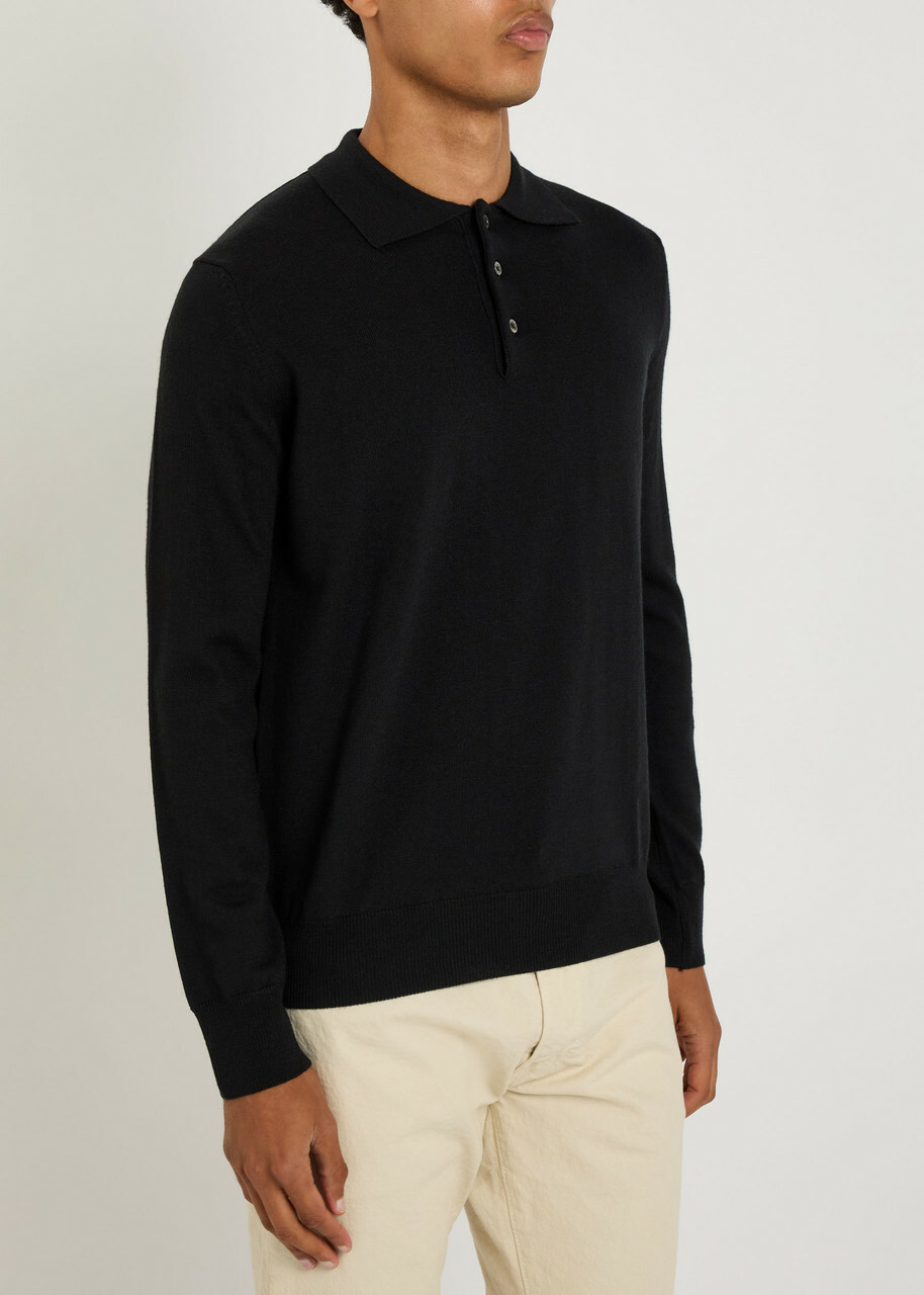 Aurélien Wool Polo Shirt Black