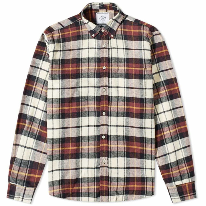 Photo: Portuguese Flannel Men's Board Button Down Check Shirt in Black/Wine/Ecru