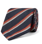 BRIONI - 8cm Striped Linen and Silk-Blend Jacquard Tie - Blue