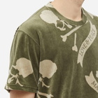 MASTERMIND WORLD All-Over Skull Velour T-Shirt in Olive Khaki