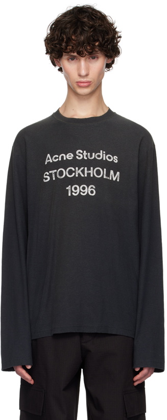 Photo: Acne Studios Black Printed Logo Long Sleeve T-shirt