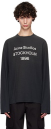 Acne Studios Black Printed Logo Long Sleeve T-shirt