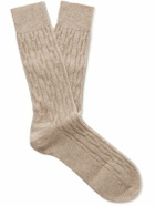 Anderson & Sheppard - Cable-Knit Cashmere Socks - Neutrals