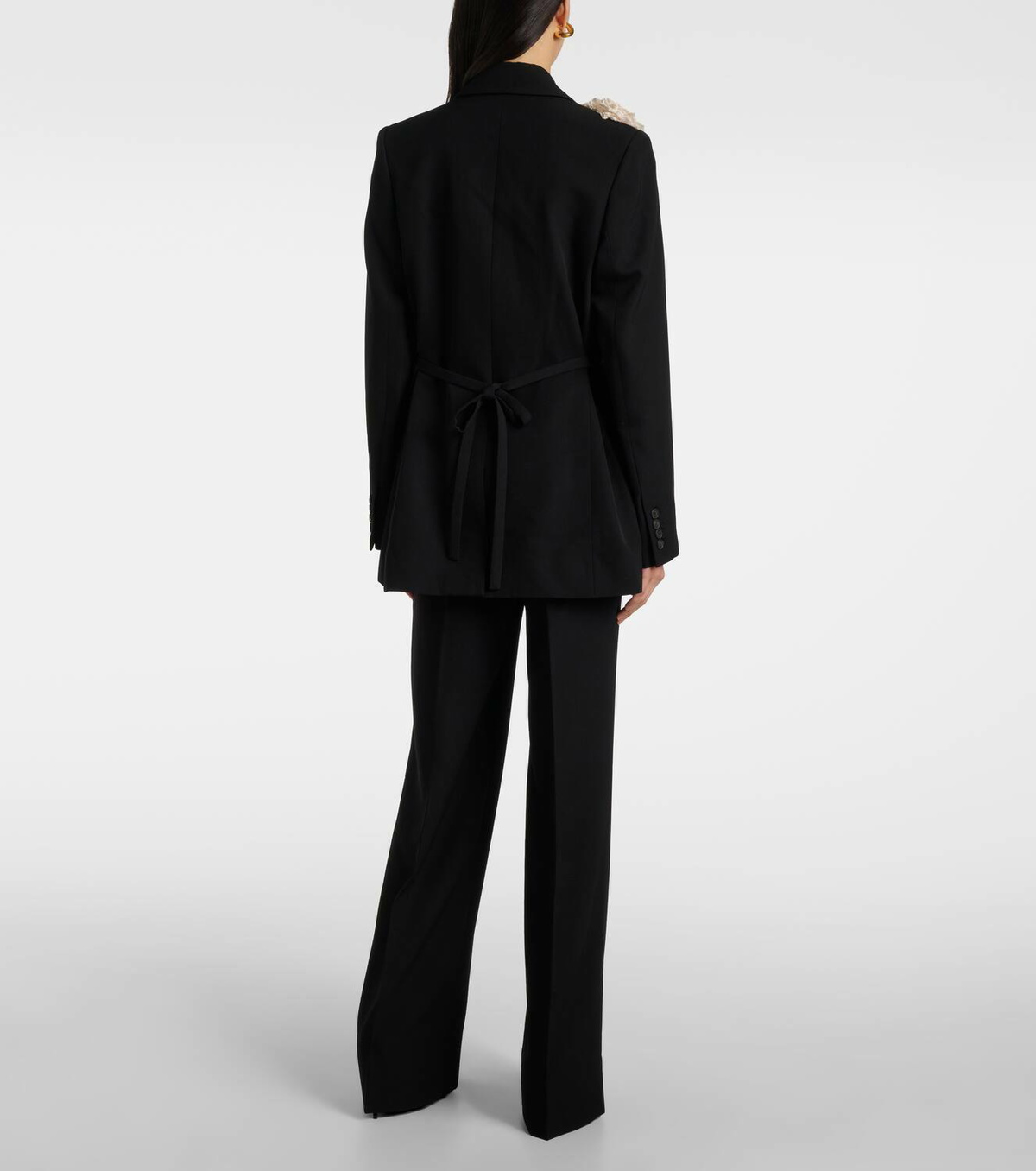 Erdem Floral-appliqué wool grain de poudre jacket Erdem Erdem Floral-appliqué wool grain de poudre jacket Erdem