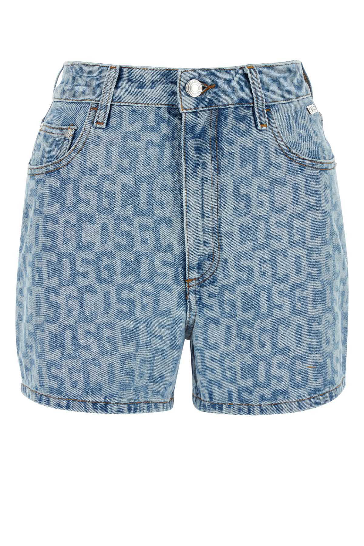 GCDS Blue Monogram Denim Shorts GCDS