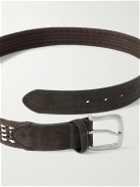 Mr P. - 3.5cm Suede-Trimmed Cotton Belt - Brown