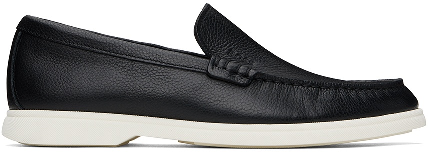BOSS Black Tumbled-Leather Loafers BOSS