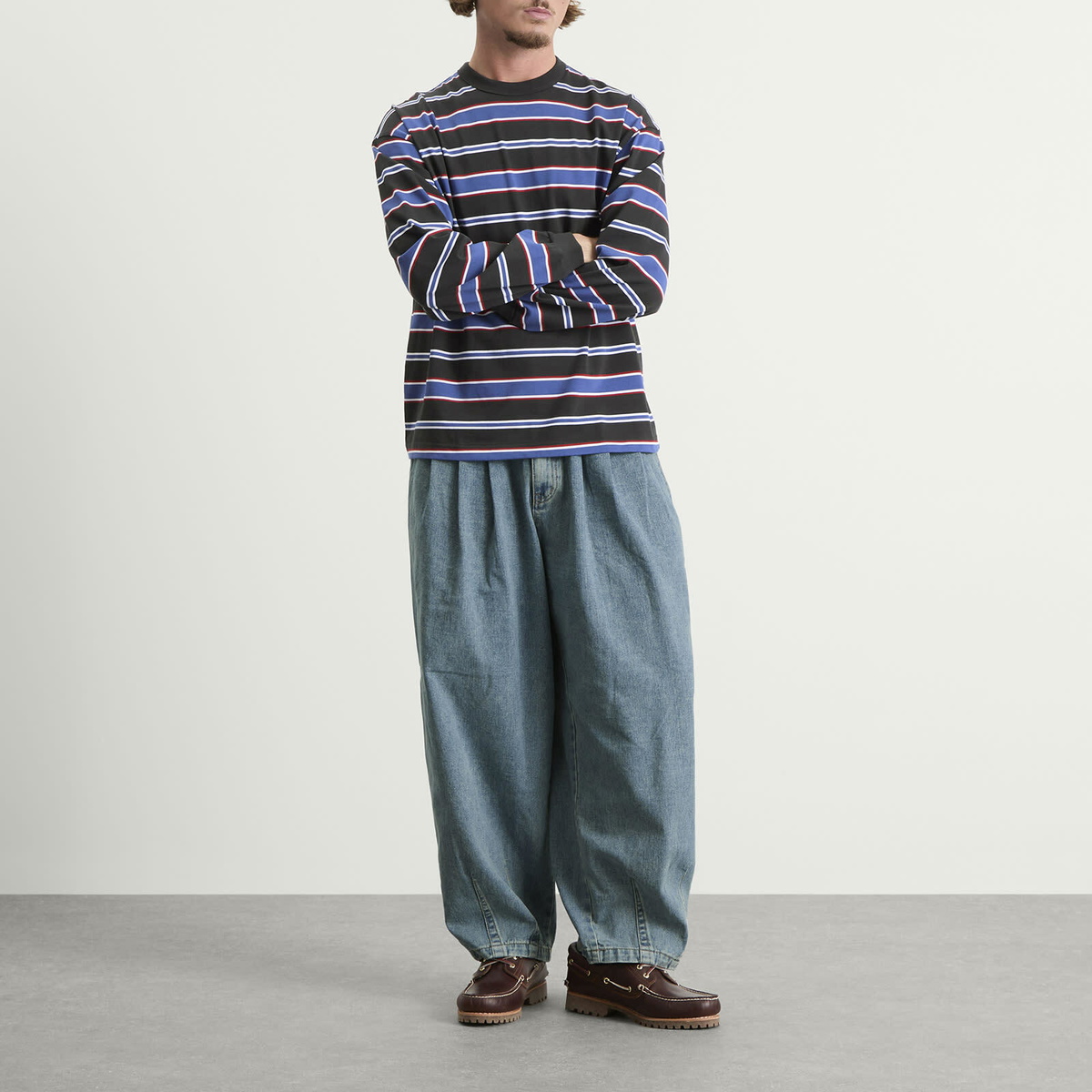 Anglan Men's Stone Vintage Denim Balloon Pants in Light Blue