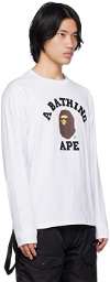 BAPE White College Long Sleeve T-Shirt