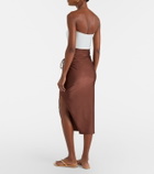 Adriana Degreas Solid Ruched gathered midi skirt