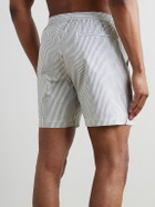 Sunspel - Straight-Leg Mid-Length Striped SEAQUAL®-Blend Seersucker Swim Shorts - Blue
