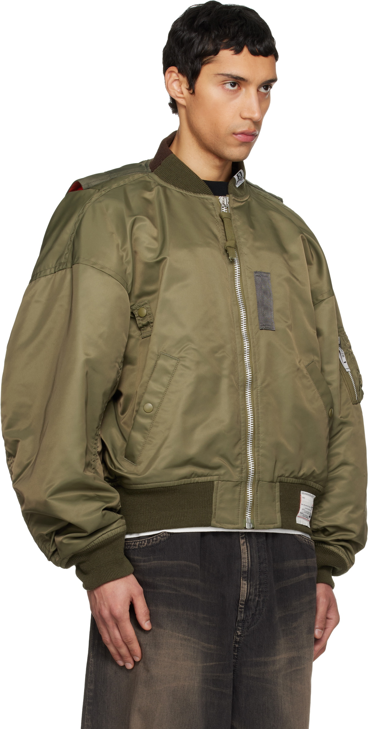 Maison MIHARA YASUHIRO Khaki Vest Combined Flight Bomber Jacket