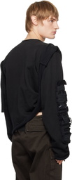 Ottolinger Black Distressed Drape Crewneck Sweater