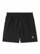 Stone Island - Straight-Leg Mid-Length Logo-Appliquéd Nylon Metal Swim Shorts - Black