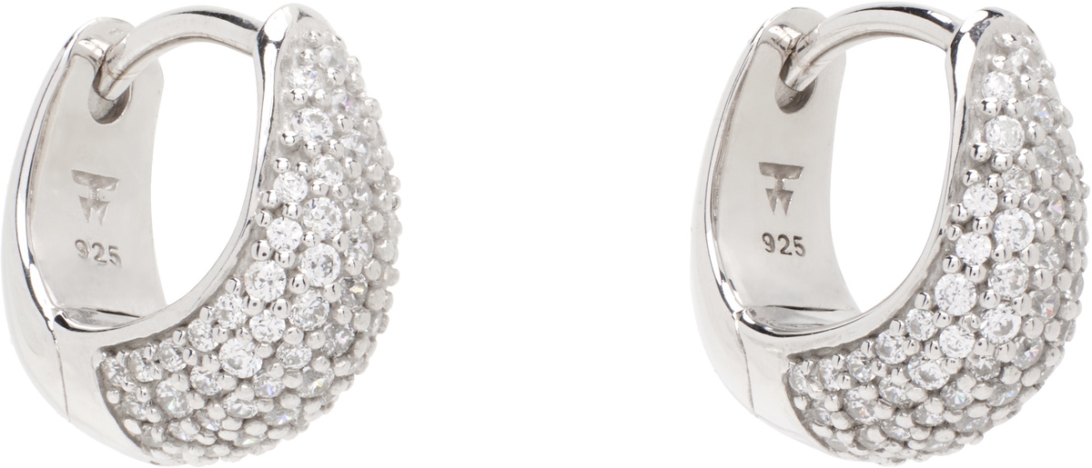 Tom Wood Silver Ice Huggies Pave Earrings