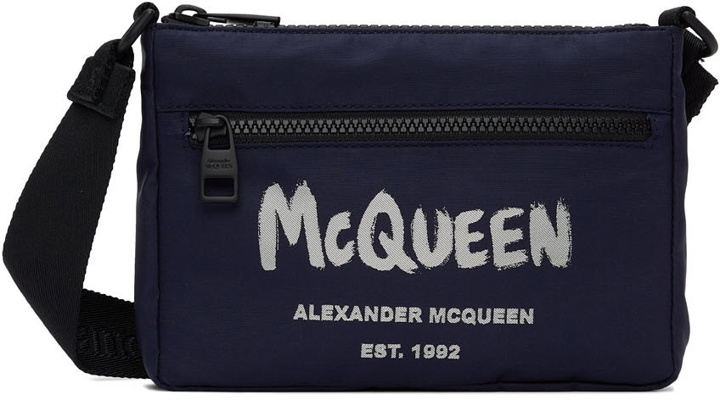 Photo: Alexander McQueen Navy Graffiti Messenger Bag