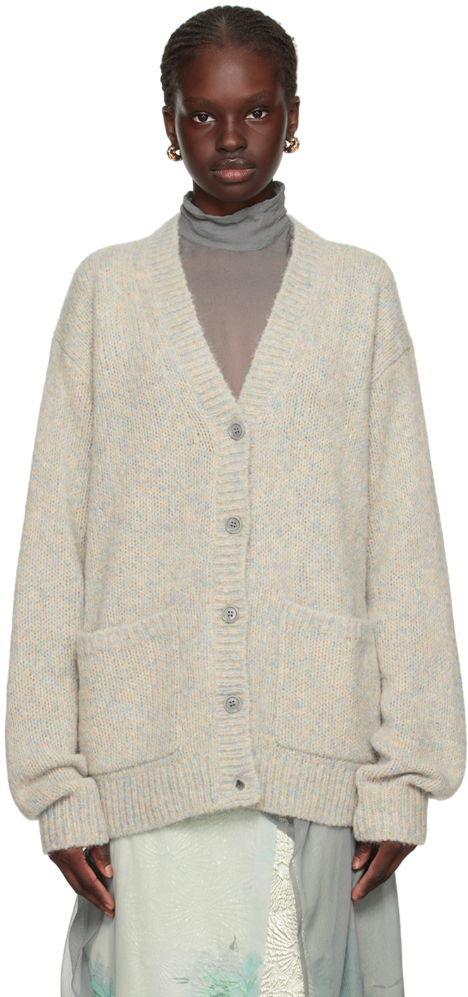 Dries Van Noten Blue Y-Neck Cardigan Dries Van Noten