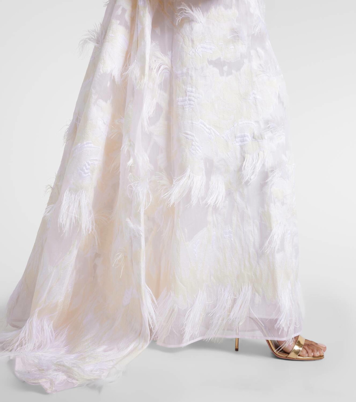 Taller Marmo Bridal Trapeze fringed jacquard gown