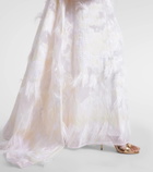 Taller Marmo Bridal Trapeze fringed jacquard gown