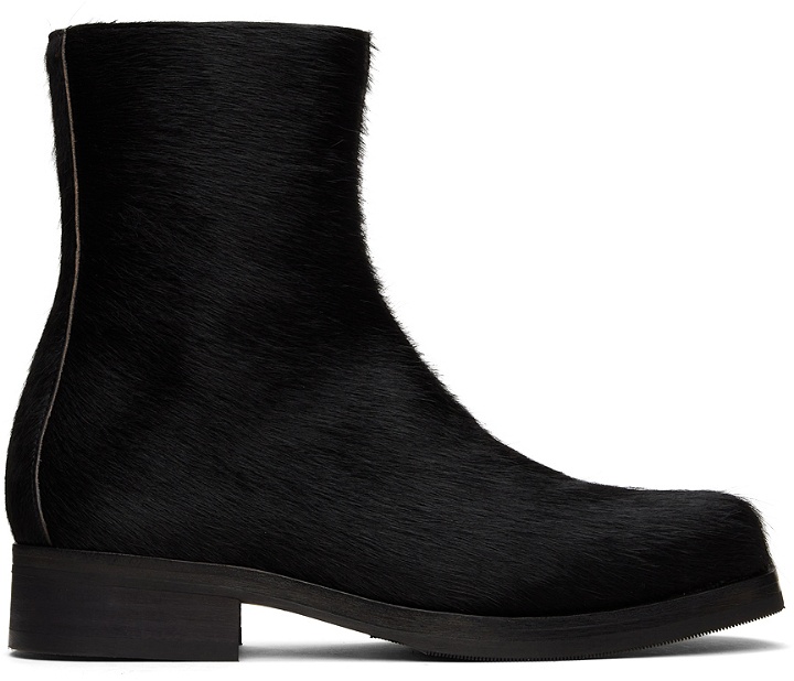 Photo: Our Legacy SSENSE Exclusive Black Cow Hair Camion Boots