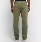 AMIRI - Slim-Fit Tencel-Panelled Fleece Drawstring Trousers - Army green