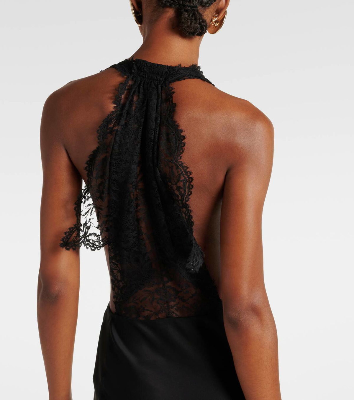 saint laurent lace trimmed silk maxi dress Lace-trimmed silk crpe muslin maxi dress in pink - Saint Laurent