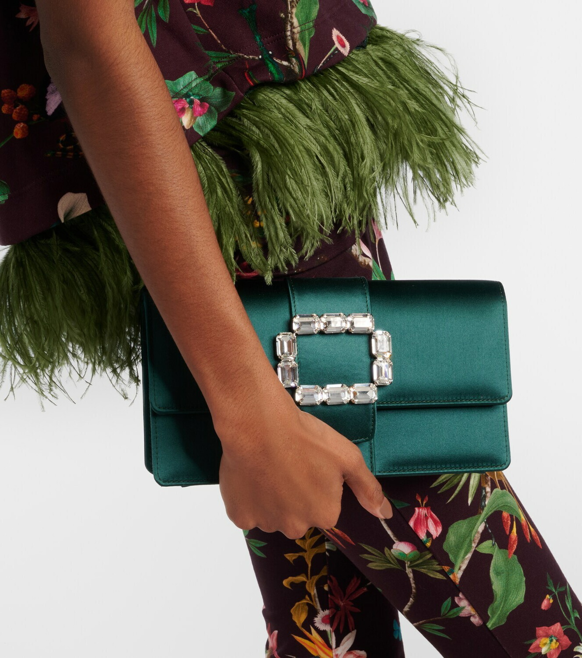 Manolo Blahnik Maycap embellished satin clutch