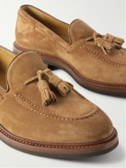 Brunello Cucinelli - Leather-Trimmed Tasselled Suede Loafers - Brown