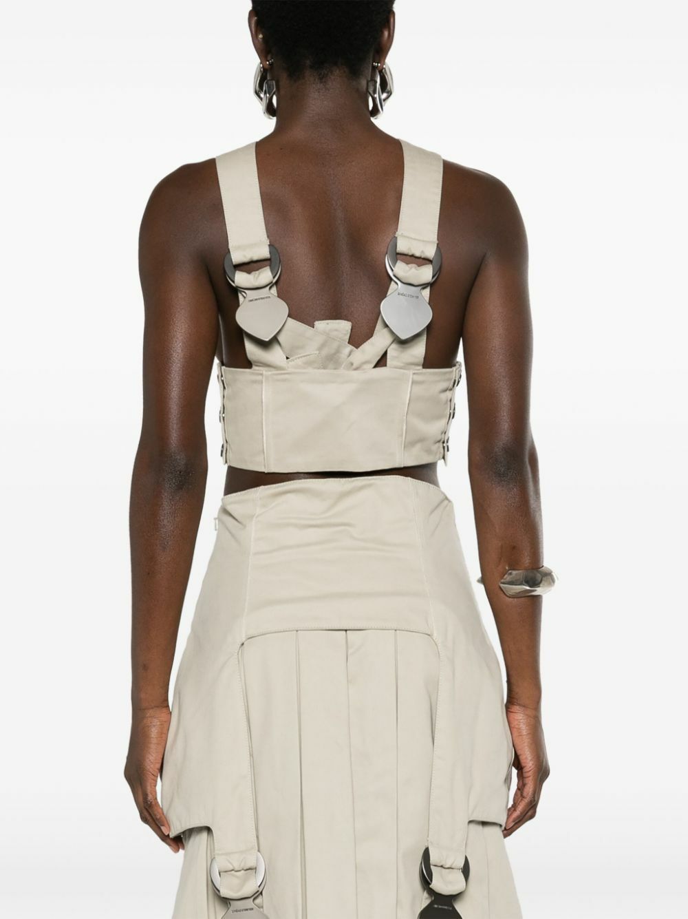Sinead O'Dwyer Neutral Criss-Cross Crop Top