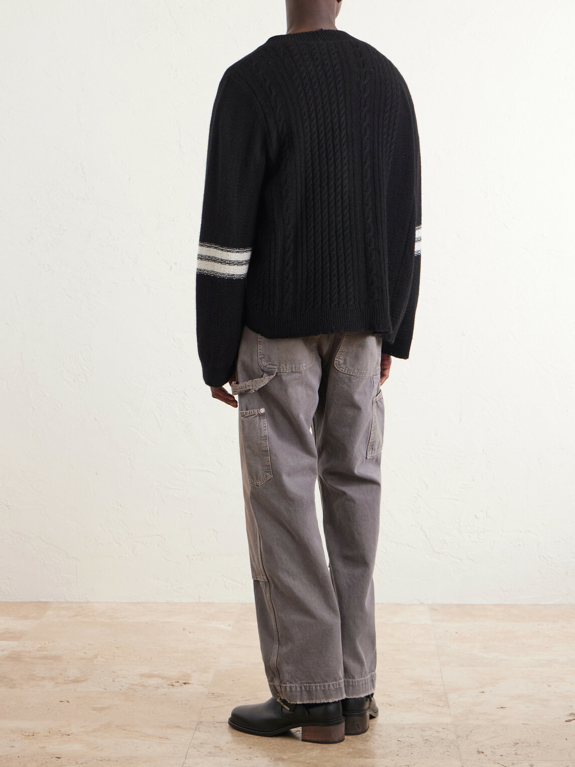 Enfants Riches Déprimés - Striped Cashmere Cardigan - Black