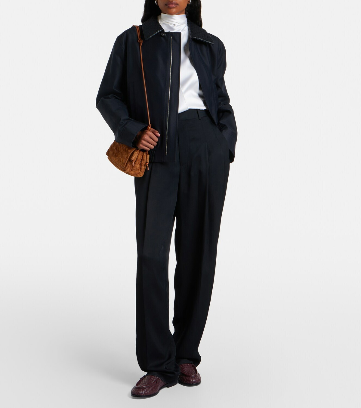 Bottega Veneta Notturno Intrecciato Small suede crossbody bag