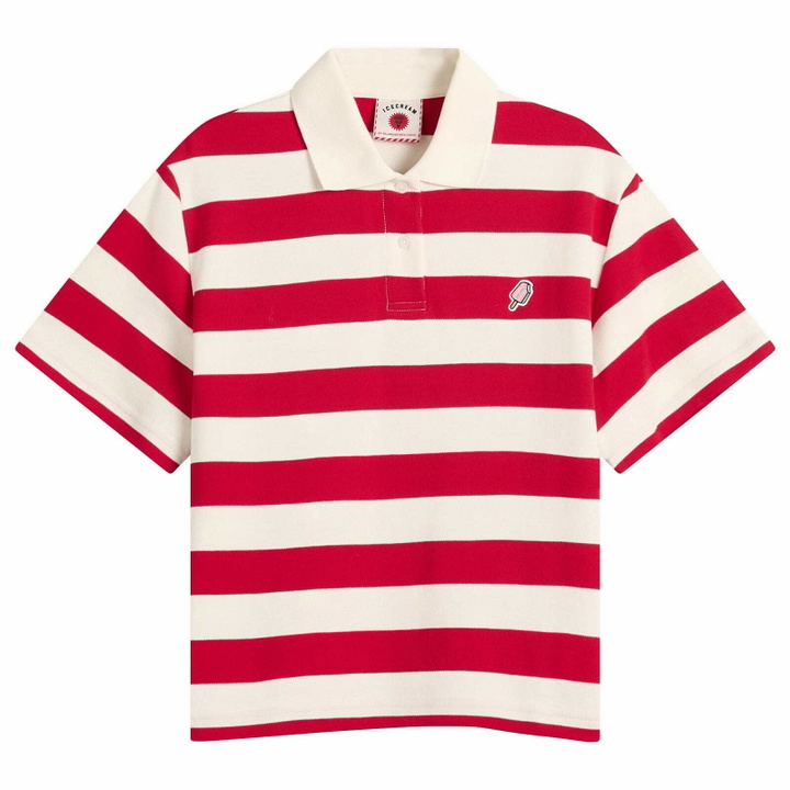 Photo: ICECREAM Women's Popsicle Striped Polo Shirt in Red/White