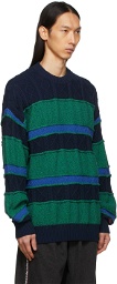 Li-Ning Blue & Green Striped Sweater