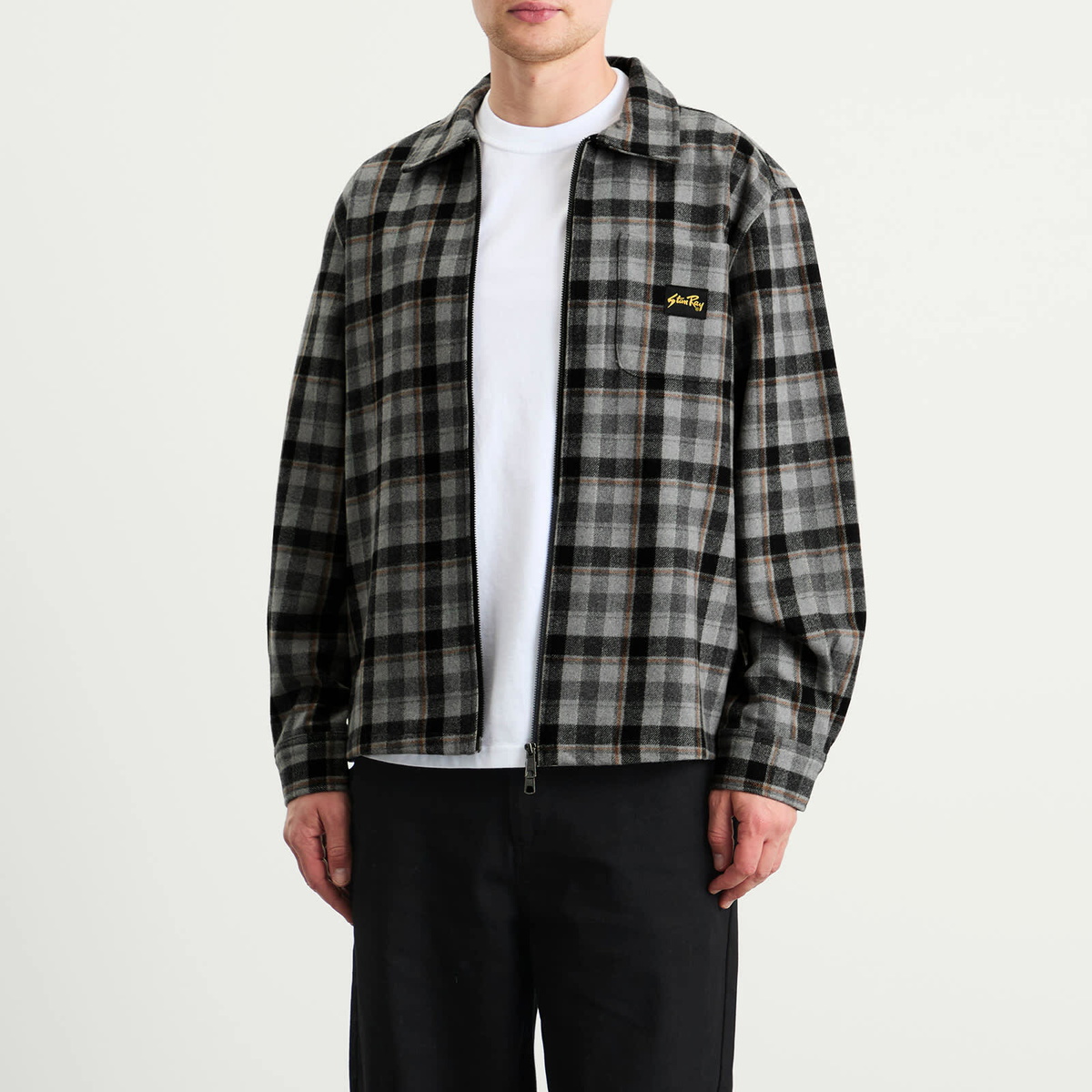 Stan Ray Men's Zip Shirt in Charcoal Plaid