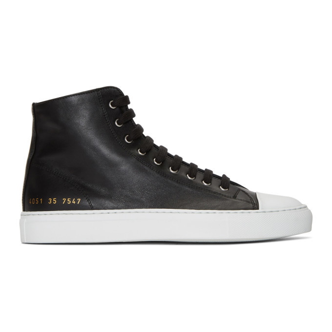 Photo: Woman by Common Projects Black and White Tournament High Cap Toe Sneakers
