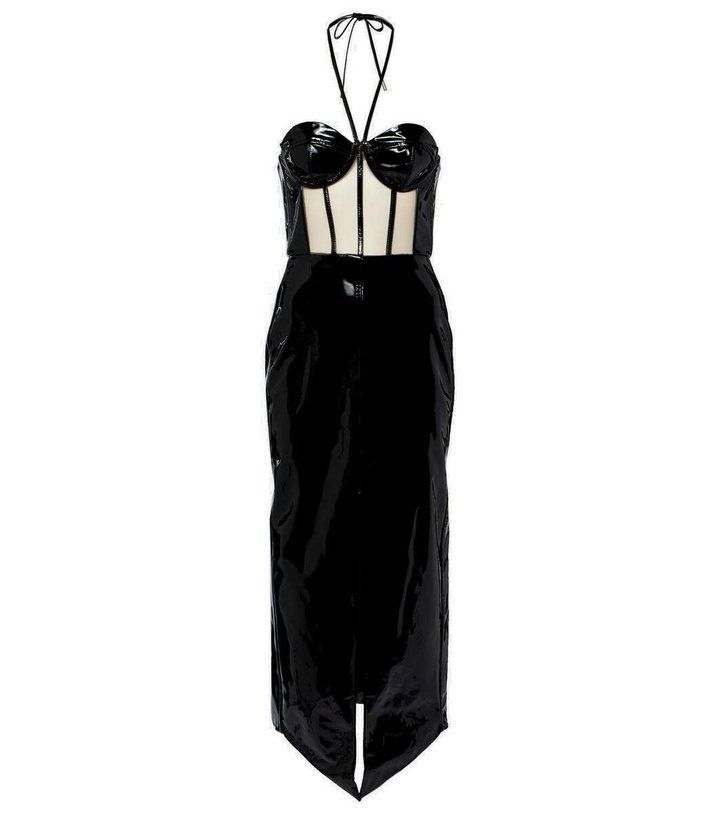 Photo: David Koma Corset patent leather midi dress