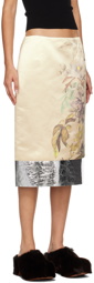Dries Van Noten Beige Floral Print Midi Skirt